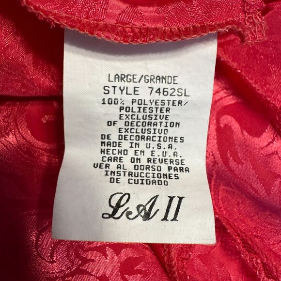 Jacquard Lace Slip Dress Womens Size Large Jacquard Hot Pink Satin Silky Vintage - Picture 6 of 8